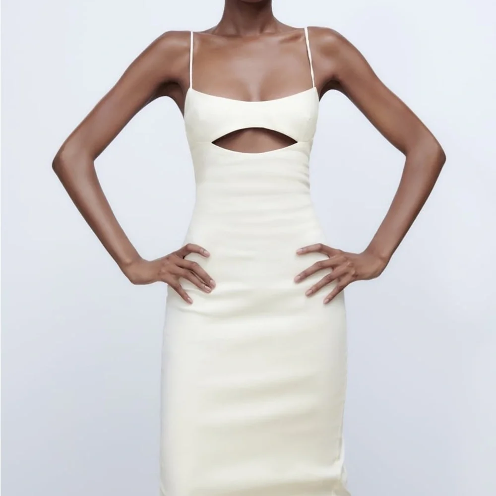 Linen blend cutout dress sage green ZARA - Picture 2 of 9